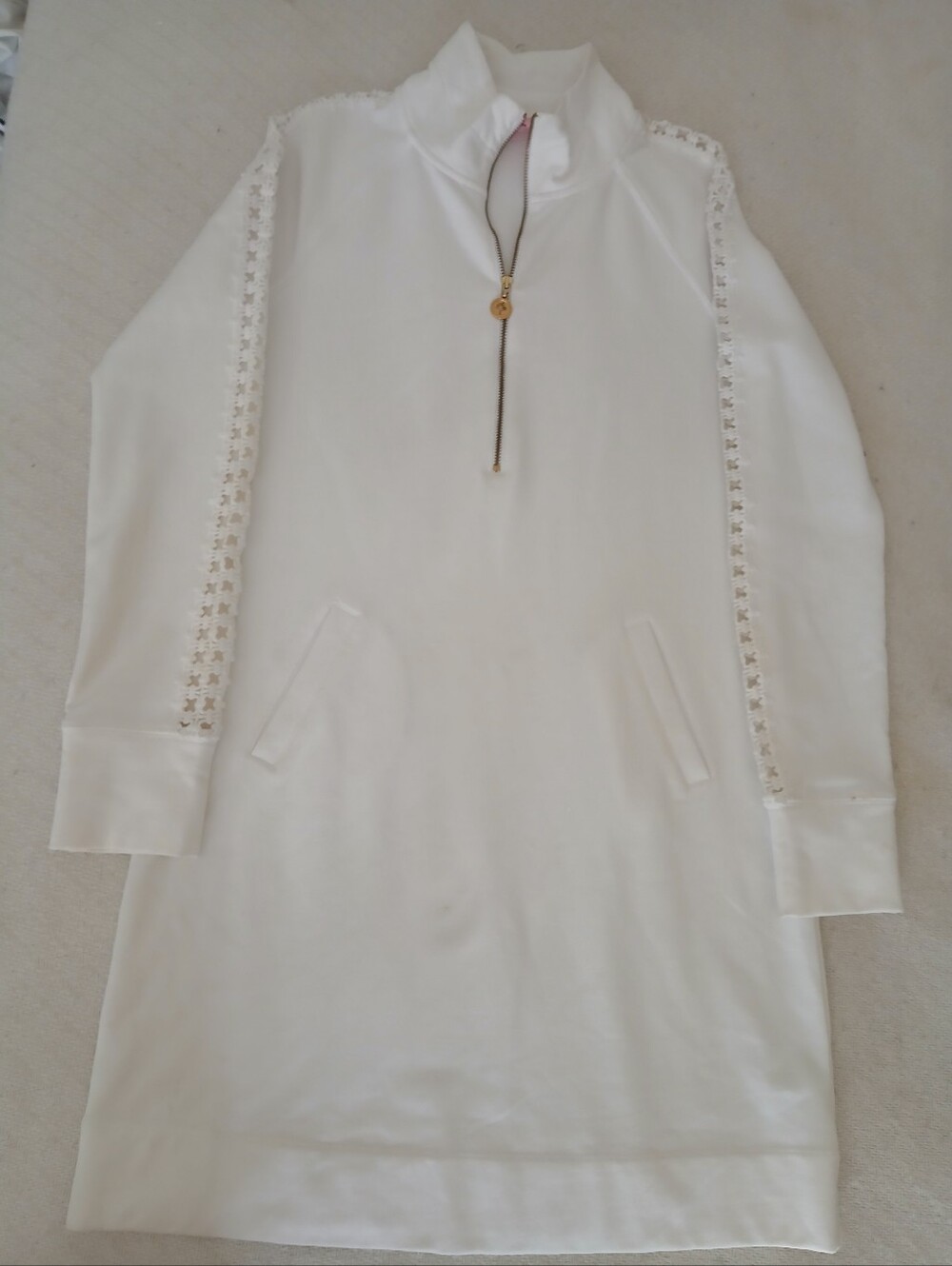 Lilly Pulitzer White Long-Sleeve Quarter Zip Sweatshirt Dress Pullover
